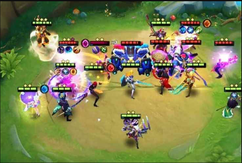 Gameplay Magic Chess Mobile Legends dengan hero dan sinergi terbaik untuk memenangkan pertandingan.